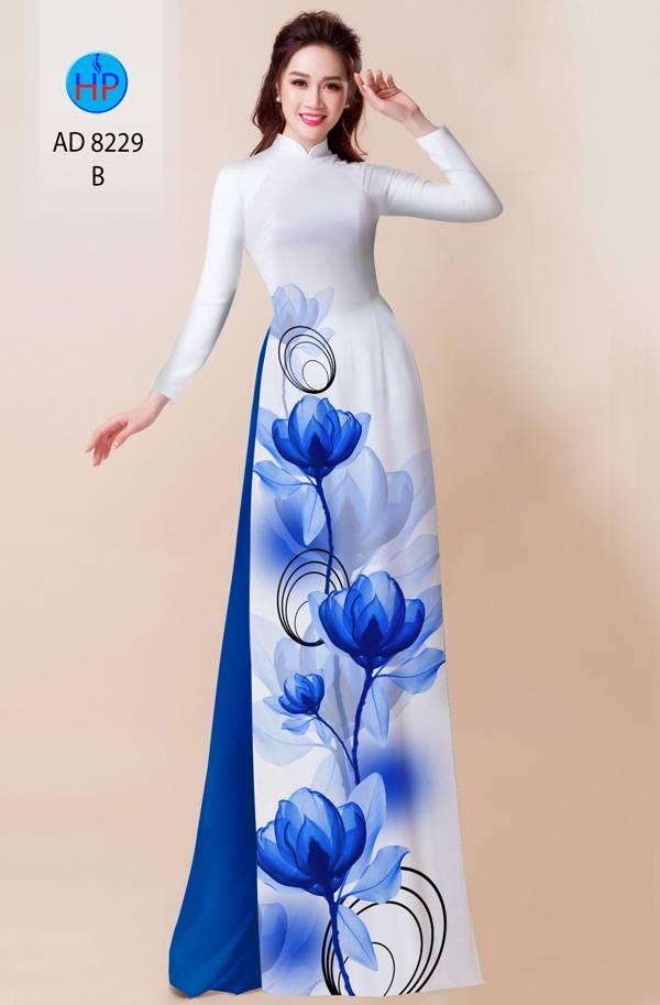 Vải Áo Dài Hoa In 3D AD 8229 14